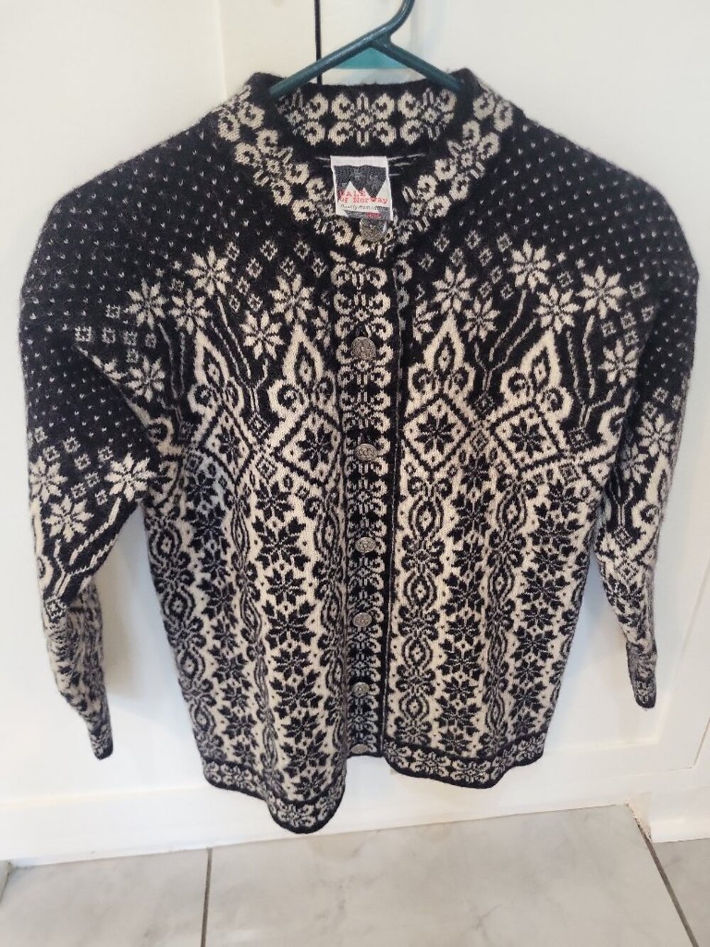Dale of Norway Full Button Cardigan Wool Sweater Nordic Fair Isle Women's Small